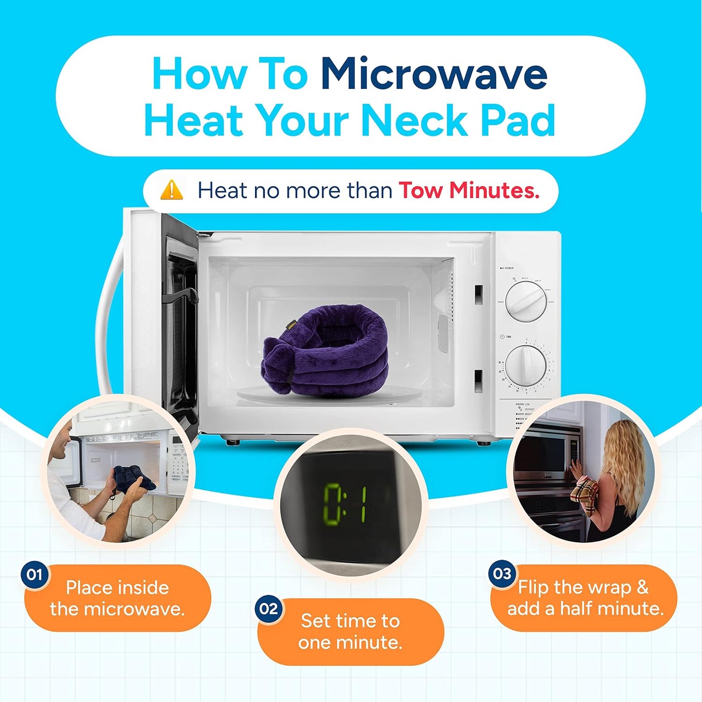 SunnyBay Microwave Heating Pad, Microwavable Heated Neck and Shoulder Wrap, Multipurpose Moist Hot/Cool 2.5lb Bean Bag Pack with Plush Cover and Elastic Fastener,26x6 Inches, Wider, Blue
