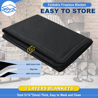 Fireplace Cover, Draft Stopper for Brick Fireplace, Fireplace Flue Blocker, Indoor Fireplace Blanket for Heat Loss, Winter and Summer, Black, 36x20 Inches