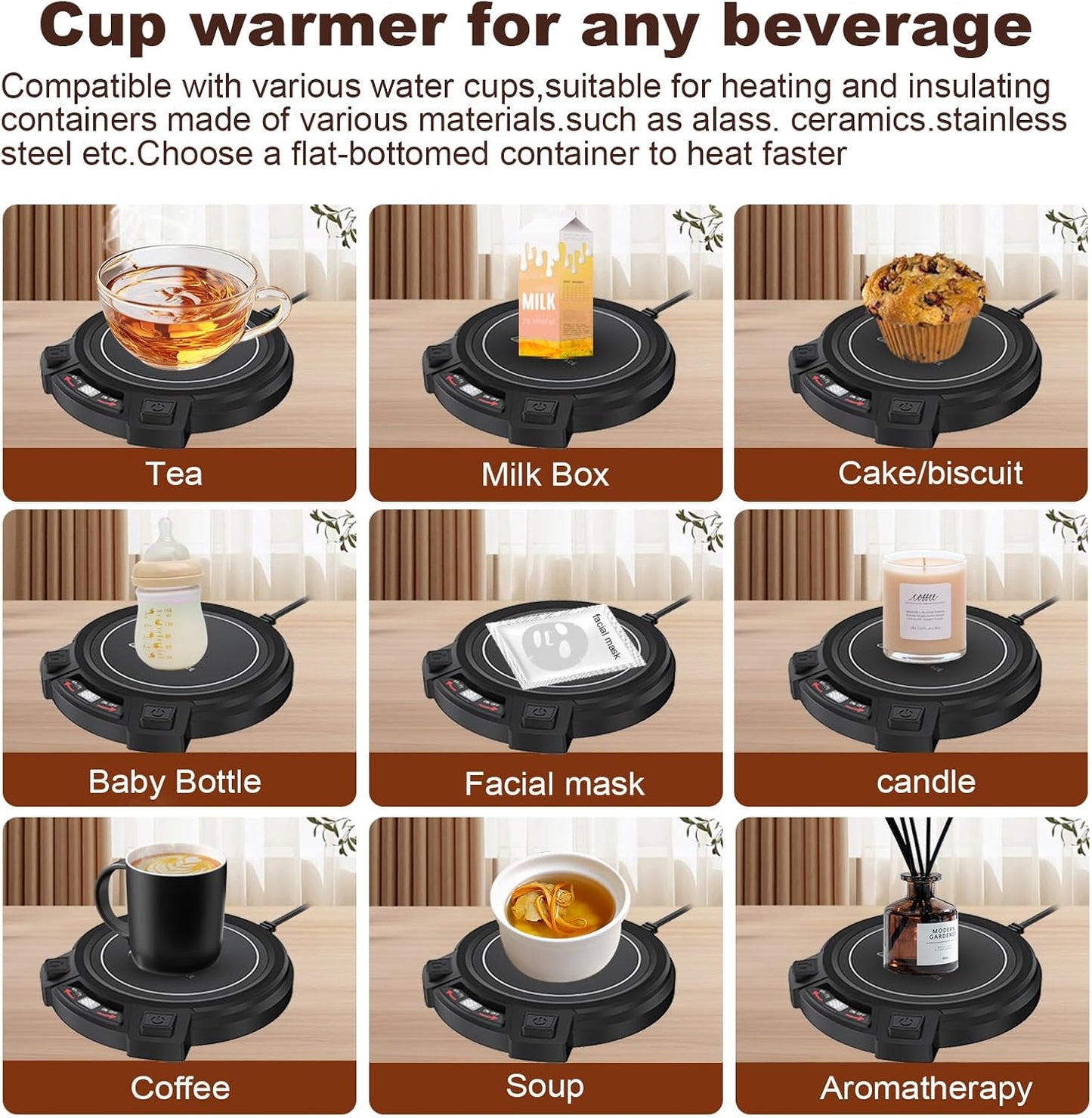 Coffee Mug Warmer for Desk-Smart Candle Warmer Digital Display | 8H Auto Shut Off-Coffee Heater with Touch Tech/3 Gear Temp Settings,Constant Temperature Heating,Warmer for Coffee,Tea,Milk
