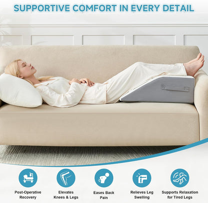 Yojoker Leg Elevation Pillows for Swelling, Memory Foam Wedge Pillow for Legs Blood Circulation, Leg Elevation Pillows for After Surgery, Knee Wedge Pillow for Sleeping Back Hip Ankles Relief