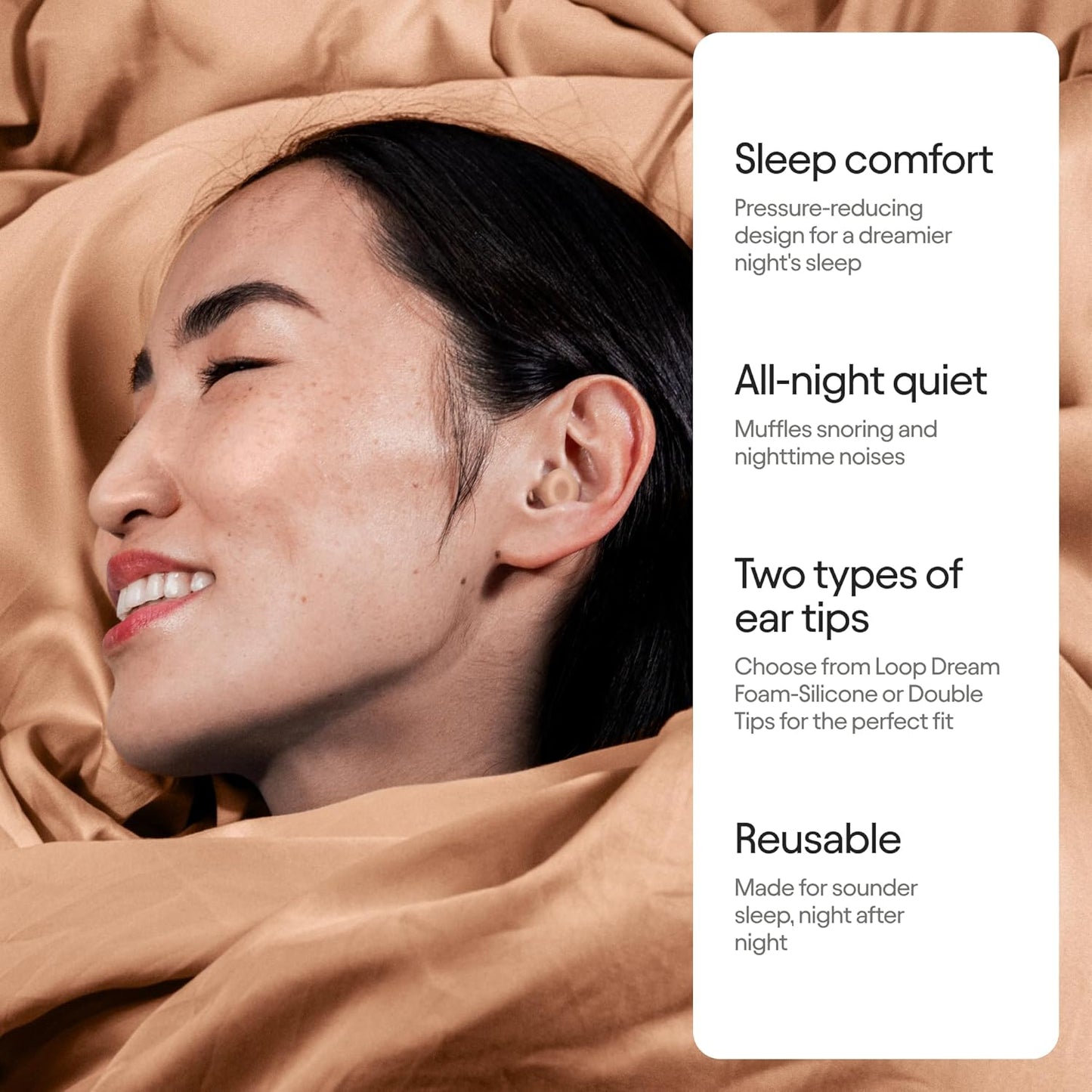 Loop Dream Ear Plugs - Soft Silicone Hearing Protection for Sleep & Snoring | Silicone & memory foam. 27dB SNR noise reduction. Customized fit. Muffles snoring for deeper, uninterrupted sleep