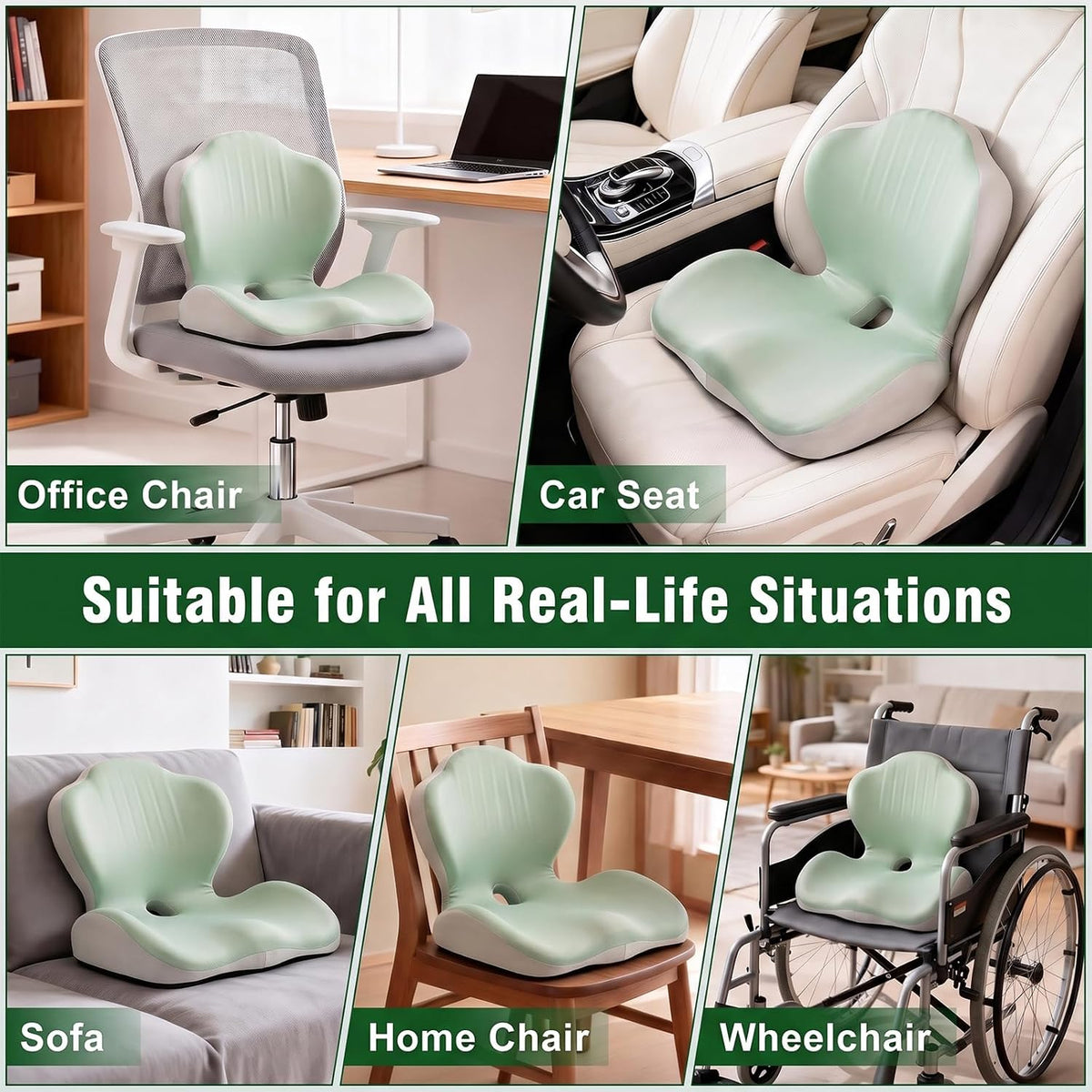 Car Seat Cushion Office Chair Cushion with Lumbar Support Pillow