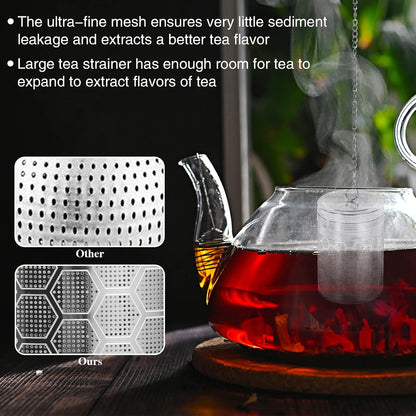 2 Pack Tea Infusers For Loose Tea, 304 Stainless Steel, 2 Inch | Fine Mesh Filter, Threaded Lid, Chain Hook, Drip Trays, Fits Most Mugs And Teapots, Dishwasher Safe