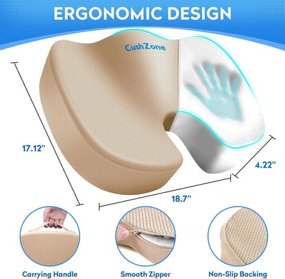 CushZone Seat Cushion Memory Foam Chair Pad for Office & Car, Black