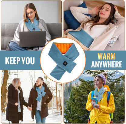 Girasol Heated Neck Wrap Heated Scarf for Neck Pain Relief, Neck Heating Pad with 5000mAh Power Bank, Cordless Thermal Neck Brace Electric Heated Neck Warmer with 3 Heating Levels (Purple)