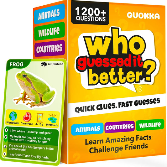 Quokka Who Guess It Better Countries – Educational Game with Visual Clues, Geography Learning Card Set, 50 Cards, Screen-Free Travel Game for Kids Ages 6+