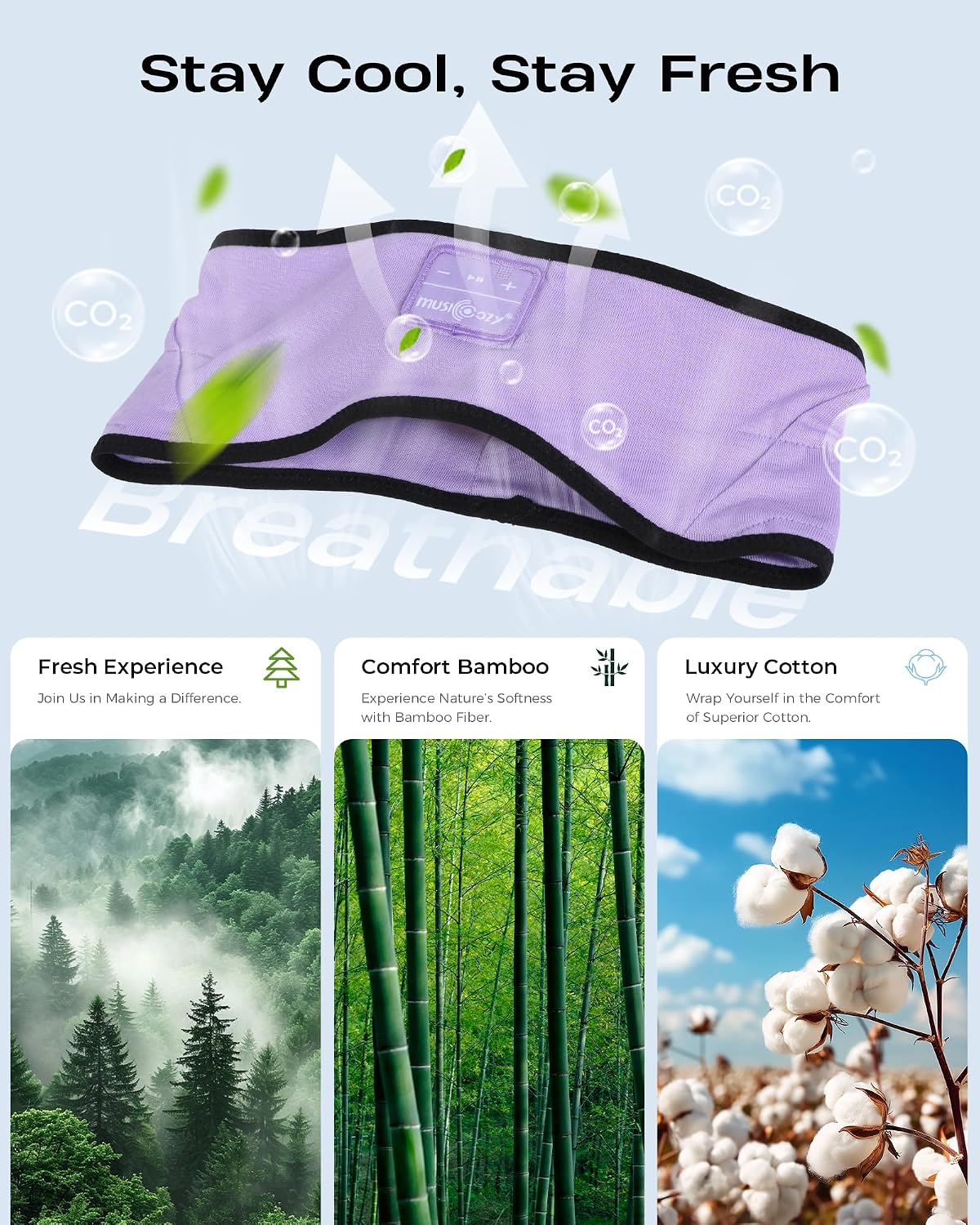 MUSICOZY Sleep Headband Headphone Soft Bluetooth Headphones for Sleeping