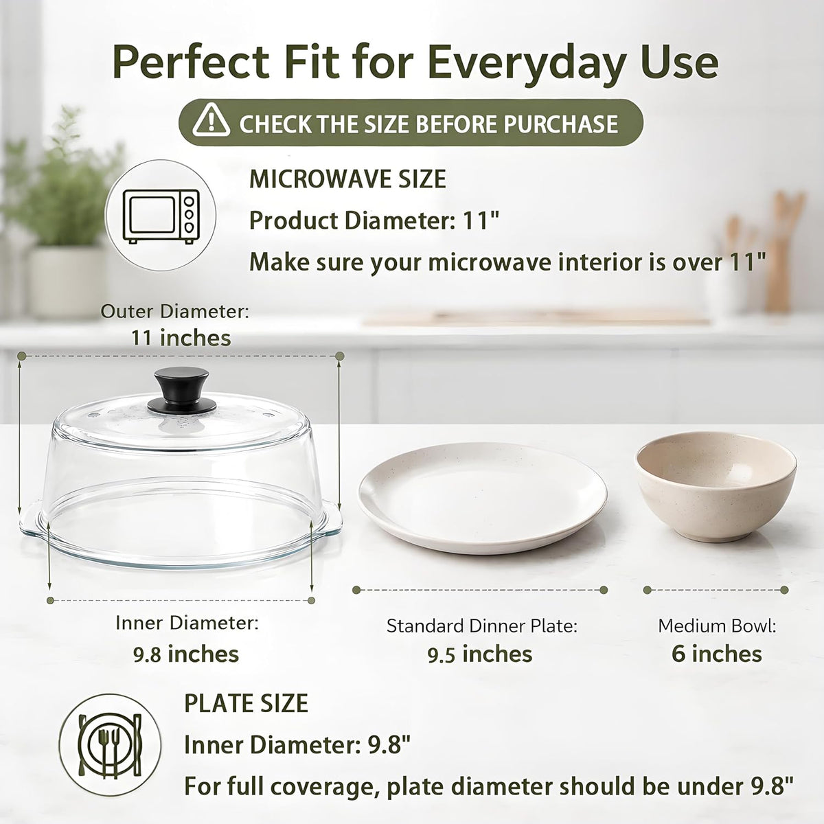 Glass Microwave Splatter Cover for Food, 10 in Vented Lid