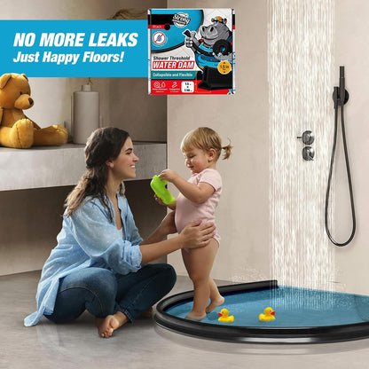 67" White Shower Threshold Water Dam Barrier, 1.5" Tall Water Stopper Strip | Flexible 1.5-inch-tall door seal helps contain splashes, block leaks and keep bathroom floors dry around walk-in showers
