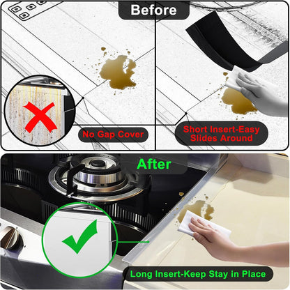 Silicone Stove Counter Gap Cover - 25 Inch Gap Filler 2 Pack Black | Long gap filler seals spills between kitchen appliances Stovetop oven countertop; stove gap cover, gas stove side gap covers