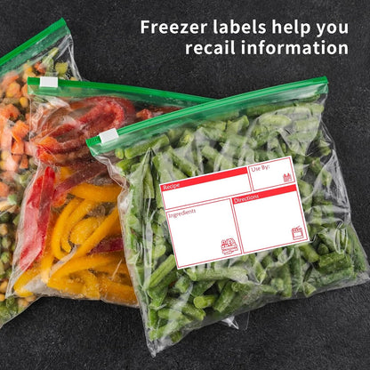 100pcs Labels for Freezer Bags Freezer Meal Labels with Instructions 3.2 X 5 inch Oil and Water Resistant Labels Food Labels for Freezer Storage for Leftovers in Fridge Removable Freezer (Blue)