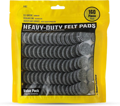 8727 Heavy Duty Self Adhesive Furniture Felt Pads 1-Inch Round Oatmeal 160-Piece Value Pack in Resealable Bag