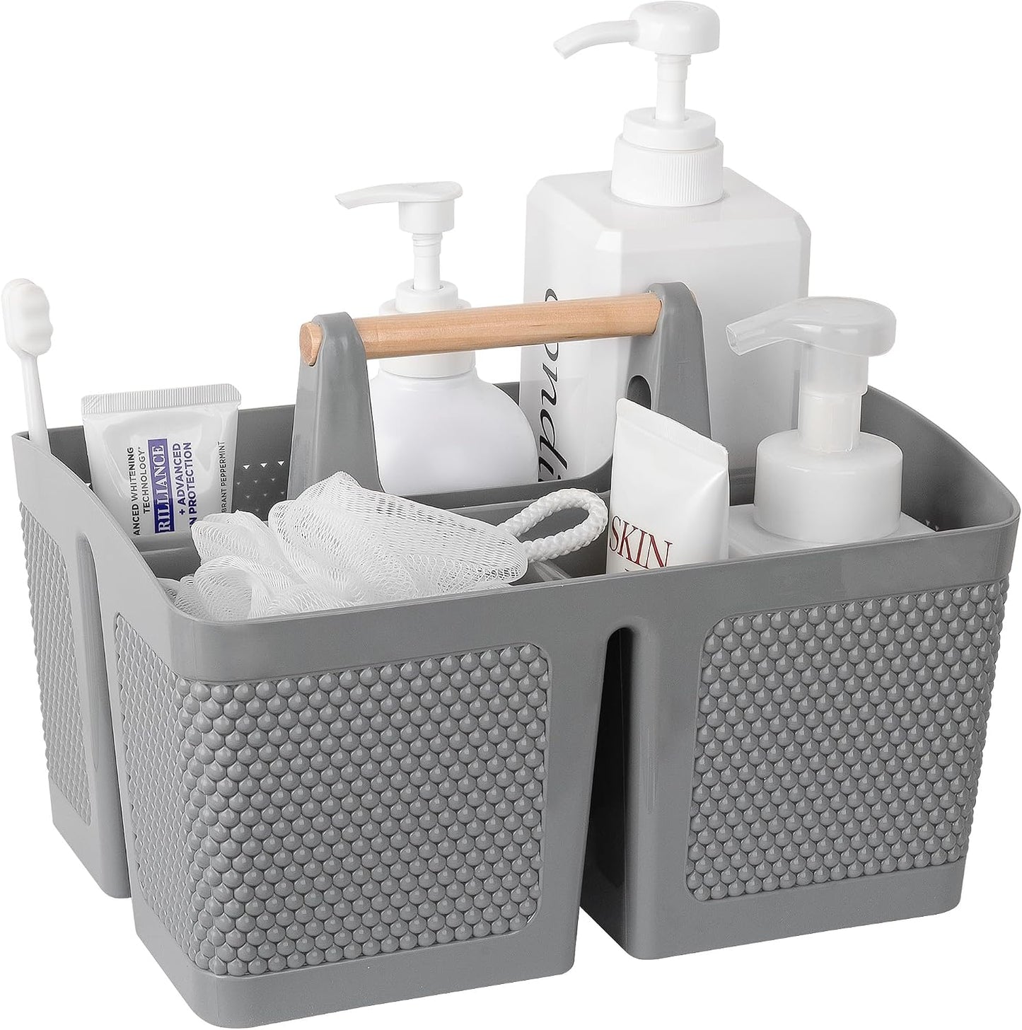 rejomiik Plastic Shower Caddy, Portable Shower Basket with Handle, Cream | Cleaning Caddy Organizer for Bathroom, College Dorm Room Essentials, Storage Tote