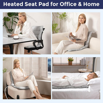 Heated Seat Cushion for Office Chair, Heated Seat Pad for Pain Relief Promote Blood Circulation with 3 Heat Levels & 90mins Auto-off, Chair Warmer for Back, Waist, Hips, Thighs Home Office Use, Grey