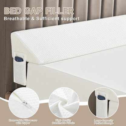 IFNOW Queen Size(60"x6"x10") Bed Wedge Pillow for Headboard, Mattress Gap Filler(0-8"), Bed Wedge for Gap Between Your Headboard and Mattress Dark Grey | High-Density Foam,Fills 0-8"Mattress Gap,Prevents Pillow & Items Falling,Works with Headboard or