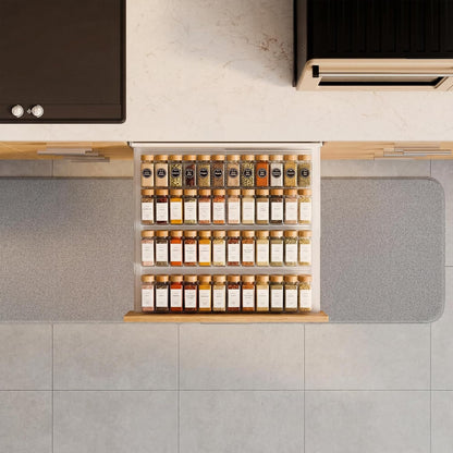8 Pack Adjustable Spice Rack for Drawer- Expandable From 11" to 22" Expandable Spice Drawer Organizer 4 Tiers Acrylic Seasoning Organizer Rack,Clear Spice Rack Tray for Spices,Condiment (8)