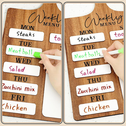 Honeydak Menu Chalkboard for Kitchen Weekly Meal Planner Wood, 6 Pens | Dry Erase Menu Board with 7 Day Layout, 6 Markers Included, Farmhouse Wood Design for Family Kitchen Food Organization