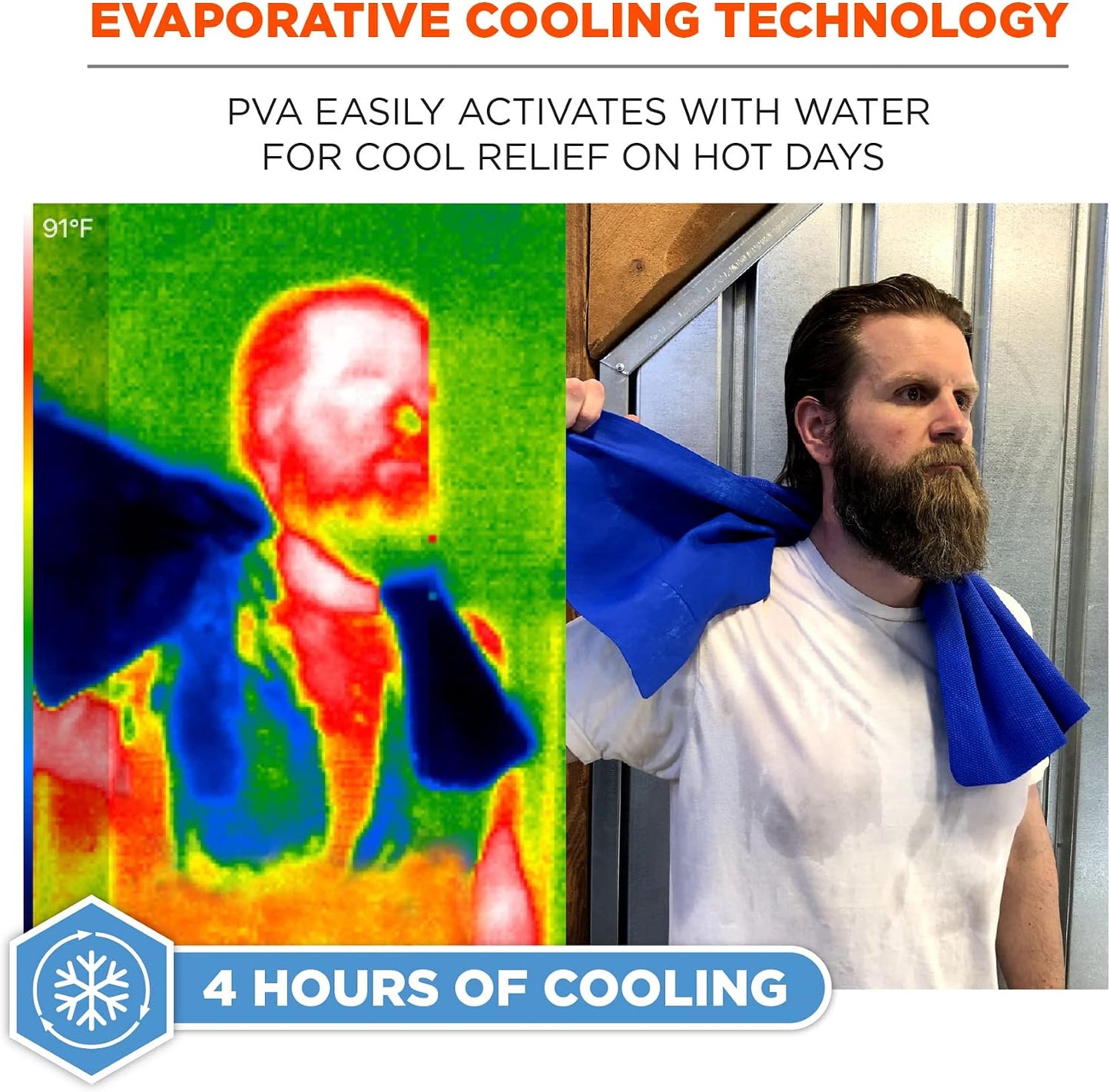 Ergodyne Chill-Its 6602 Evaporative Cooling Towel, Blue 13 inches x 29.5 inches