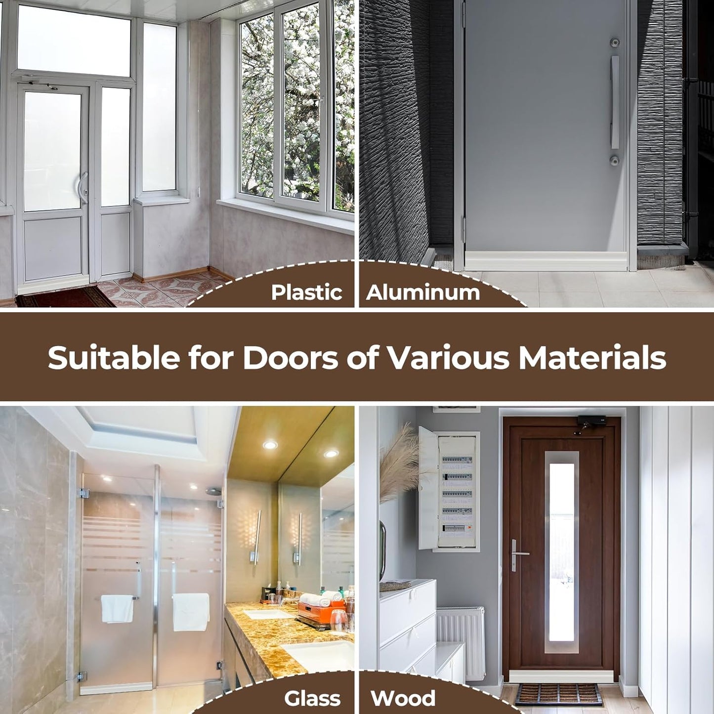 Ohuhu Door Draft Stopper, 1" Wide Adhesive Weather Stripping Seal, 39" | self-adhesive silicone, for interior exterior doors, 3-layer soundproof, save energy, blocks drafts, noise, light, dust, bugs