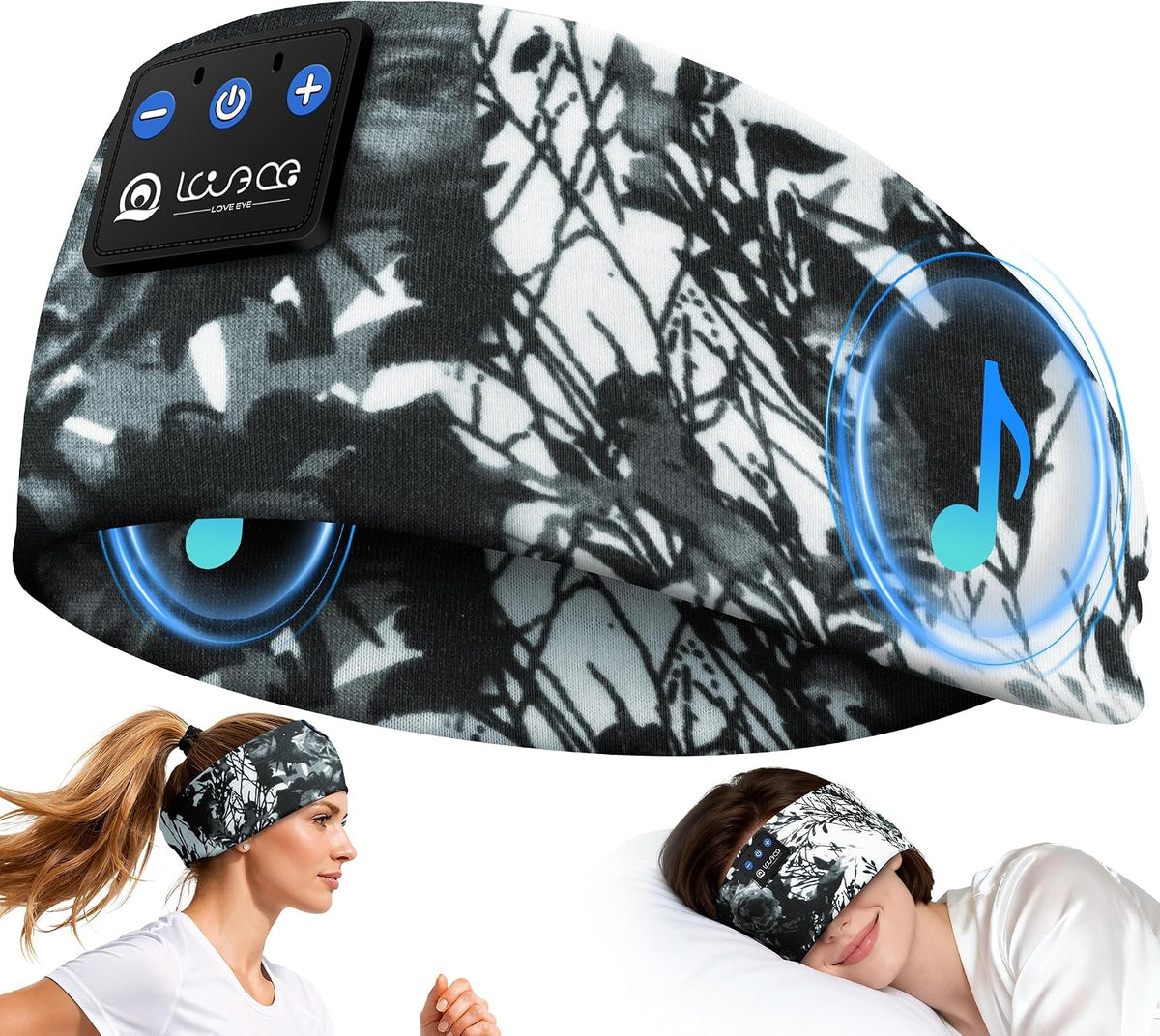LOVE EYE Wireless Bluetooth 5.4 Sleep Headband Headphones for Side Sleeper