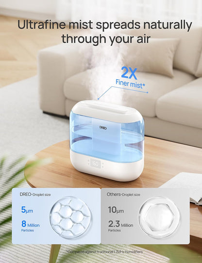 DREO Smart Humidifiers for Bedroom, 4L Cool Mist Humidifier