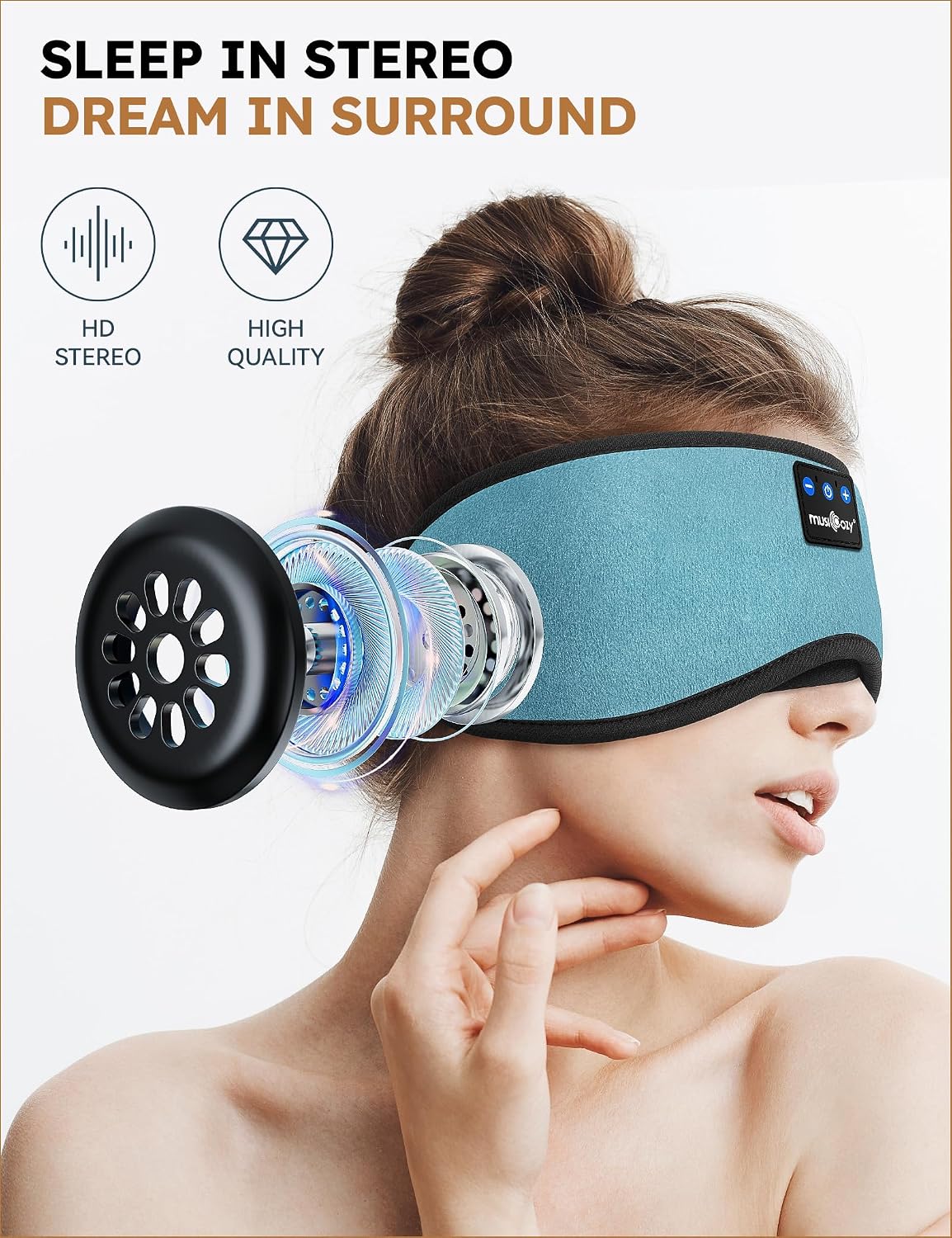 MUSICOZY Sleep Headphones Bluetooth 5.4 Sleep Mask with HD Sound