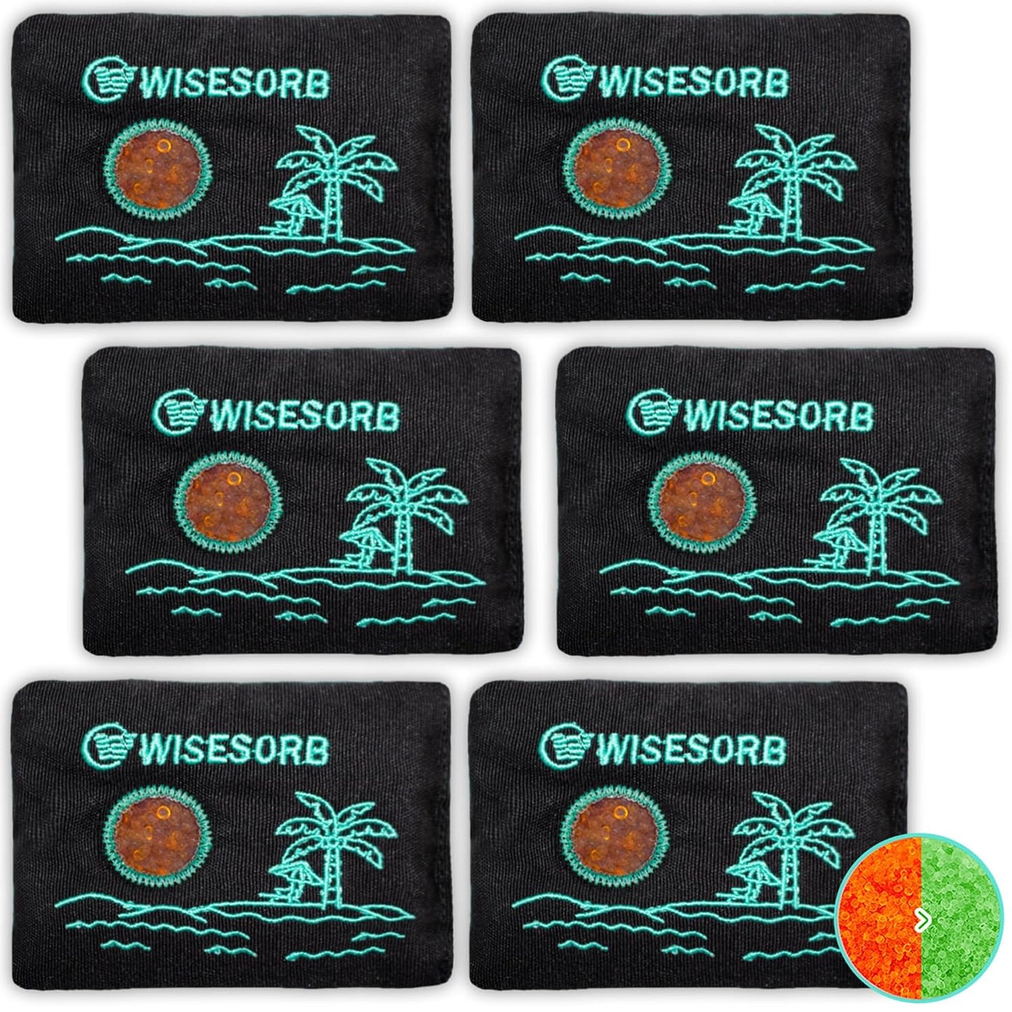 Wisesorb 500g x 2pcs Rechargeable Desiccant Packs, Reusable Car Dehumidifier, Microwave Reactivated Silica Gel Packets Moisture Absorber with Color Indicating for Safe Closet Basement Garage