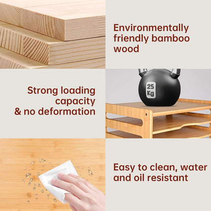 Cookie Sheet Organizer for Cabinet, 6 Tier Sheet Pan Organizer | Baking Sheet Organizers Inside Cabinet, Bamboo Kitchen Organizer for Bakeware and Cutting Board