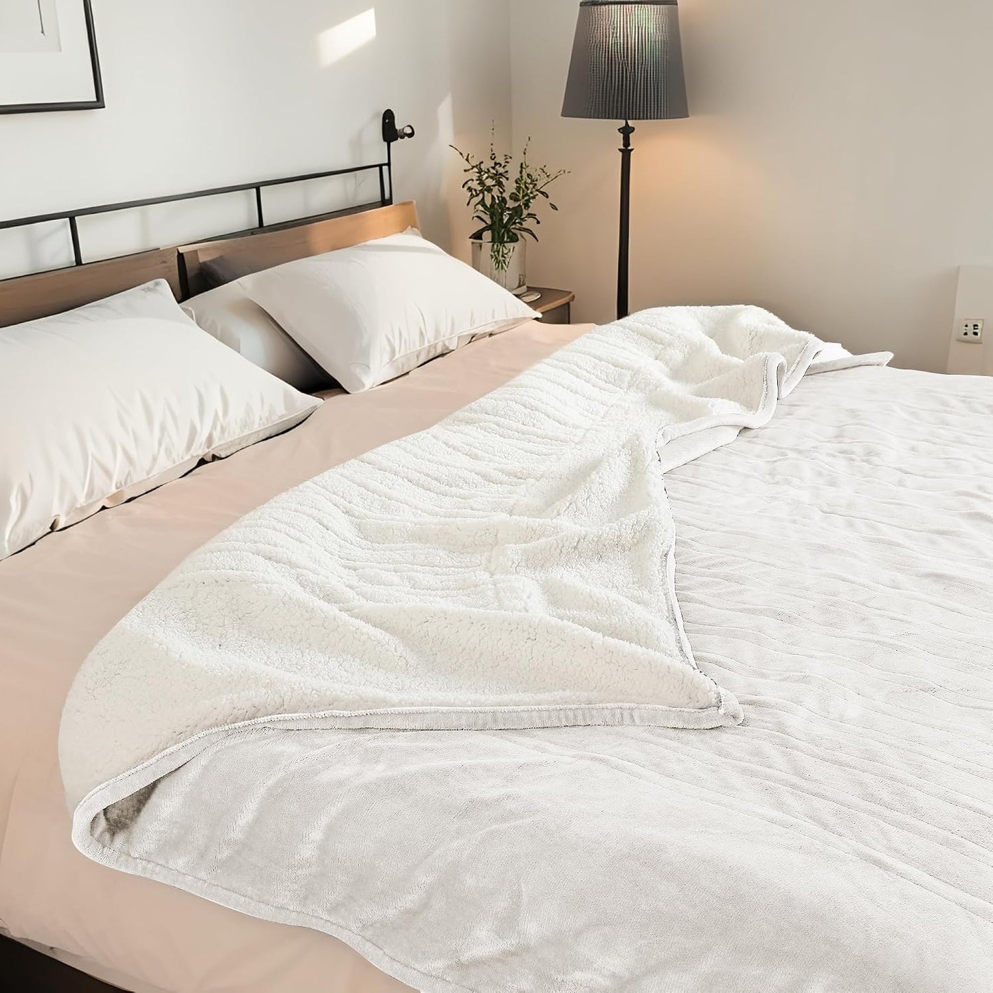 Electric Heated Blanket Full Size 72"x84" – Light Gray | ETL for Safe Overnight, 4 Heat Settings & 10H Auto Off, Dual-Sided Microplush Sherpa for Home Night, Machine washable