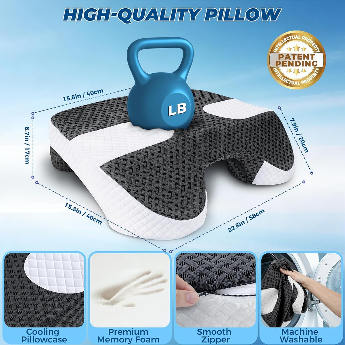 SAHEYER Side Sleeper Pillow with Arm Holes, 2 in 1 Shoulder Relief System for Rotator Cuff Pain, Memory Foam Pillow for Adults with 3 Arm Place Hole - for Side, Back and Stomach, Black
