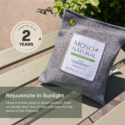 Moso Natural Air Purifying Bag 200g (4 Pack) Premium Charcoal Odor Absorber, Car Odor Eliminator & Closet Deodorizer for Home & Pet, Lasts 2 Years, Unscented Bamboo Charcoal Bags, HGTV Editors' Pick