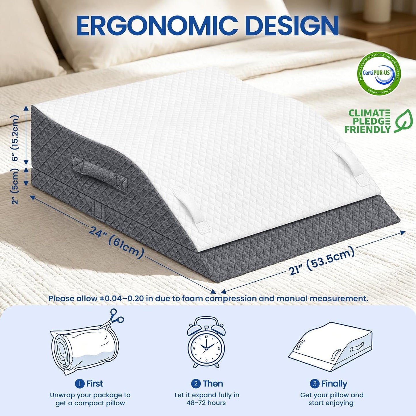Elevation Pillows for Leg After Surgery, Memory Foam Adjustable Wedge Pillow for Injury or Rest, Ankle Pillow for Sleeping Blood Circulation Grey/Double Leg