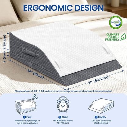 Elevation Pillows for Leg After Surgery, Memory Foam Adjustable Wedge Pillow for Injury or Rest, Ankle Pillow for Sleeping Blood Circulation Grey/Double Leg