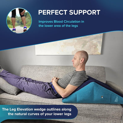 Leg Elevation Pillow by Recovery Wedge, Inflatable Wedge Pillow for Sleeping and Post-Surgical, Improve Circulation and Reduce Swelling, Speed Injury Recovery. (Large triangle)