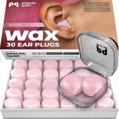 Peace&Quiet PQ Wax Ear Plugs for Sleeping - 30 Silicone Wax Earplugs
