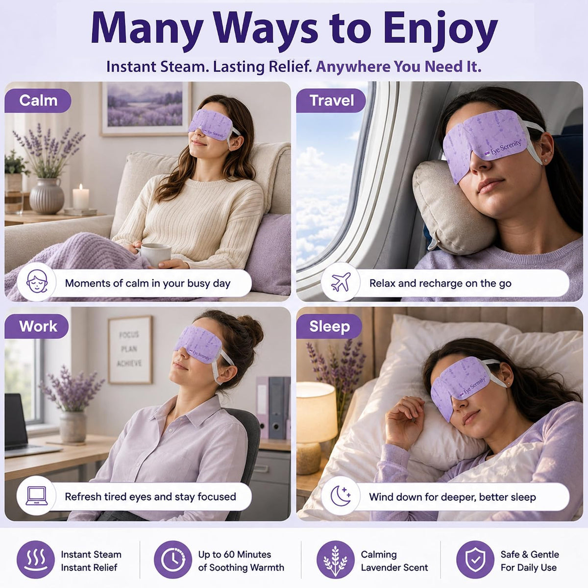 Eye Serenity Steam Eye Mask, Heated Eye Mask Fast Relief for Stye Unscented