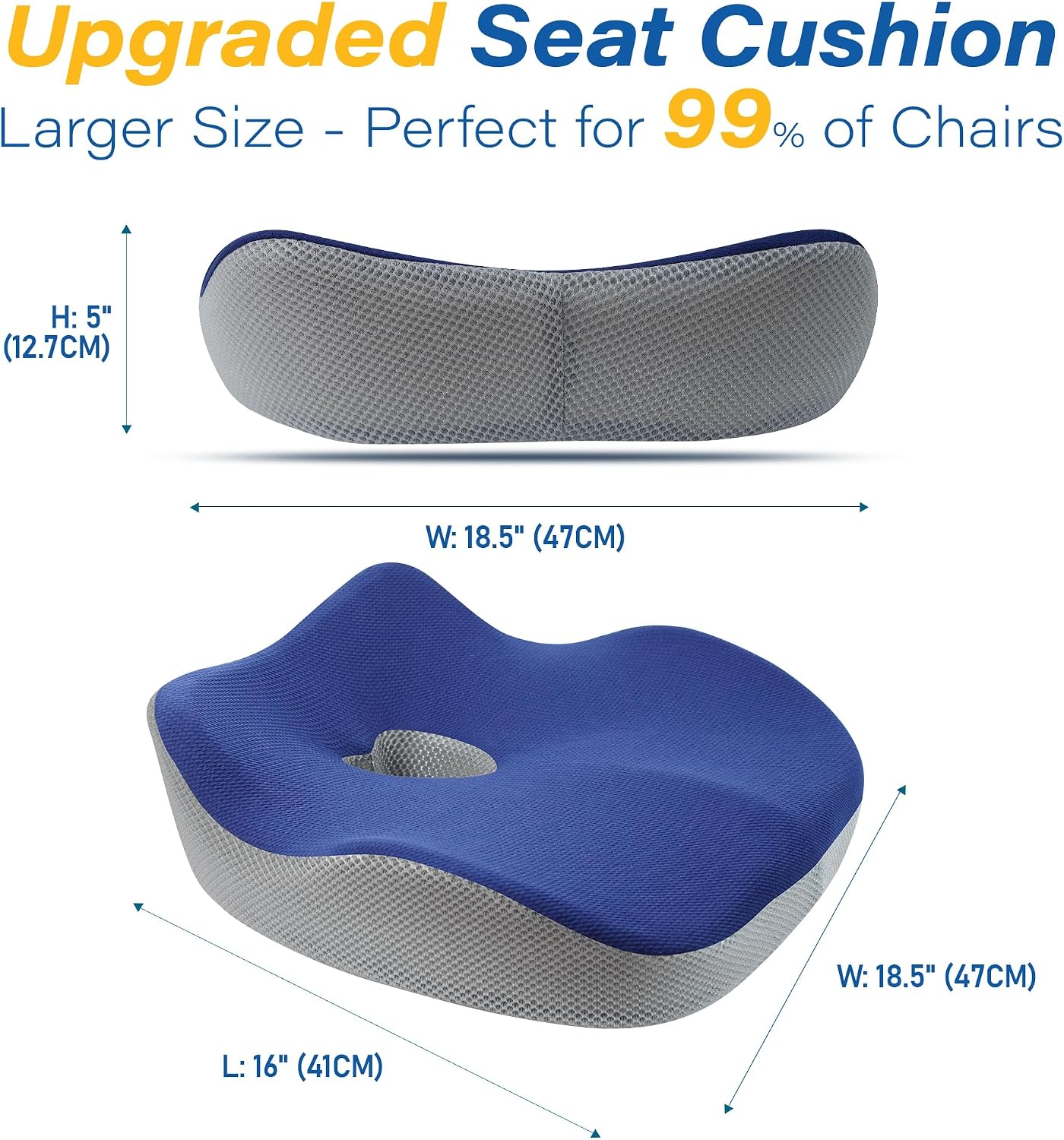 Allaboutsla Car Seat Cushion for Driving, Car Seat Pillow for Short Drivers | Ergonomic Memory Foam Seat Cushion for Pain Relief, Adult Booster Seat for Car, Butt Cushion for Car, Truck, Office, B&G
