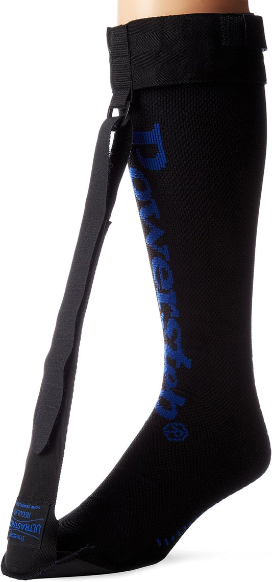 PowerStep UltraStretch Plantar Fasciitis Night Splint, Adjustable Plantar Fasciitis Brace, Plantar Fasciitis Relief, Achilles Tendonitis Support, Gentle Stretch Compression Sock for Heel & Foot Pain, Regular (Black)