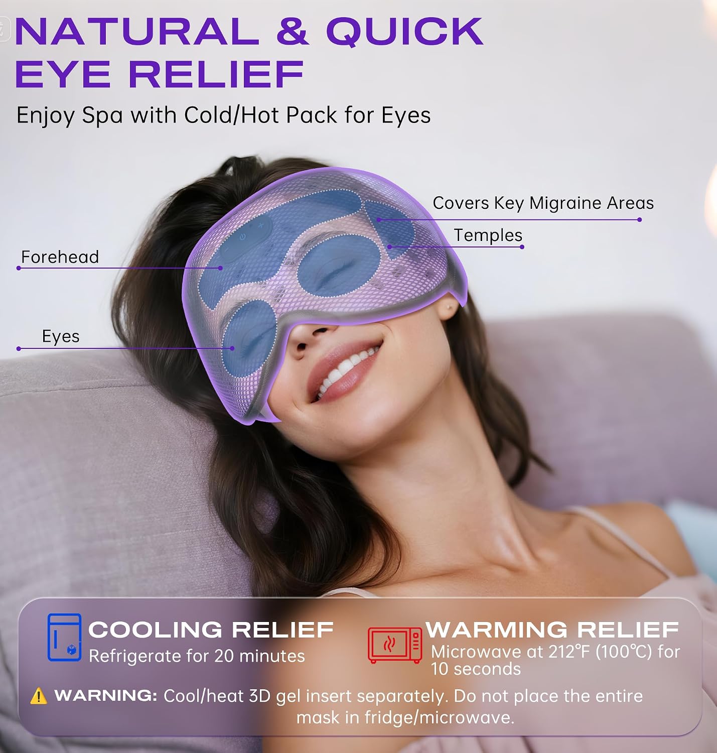 Sleep Mask Headphones Bluetooth 5.4 with 3D Removable Hot Cold Compress, TOPOINT Weighted Eye Mask Blackout Soft Cooling Breathable for Women Men Deep Sleep Relax Tired Office Travel
