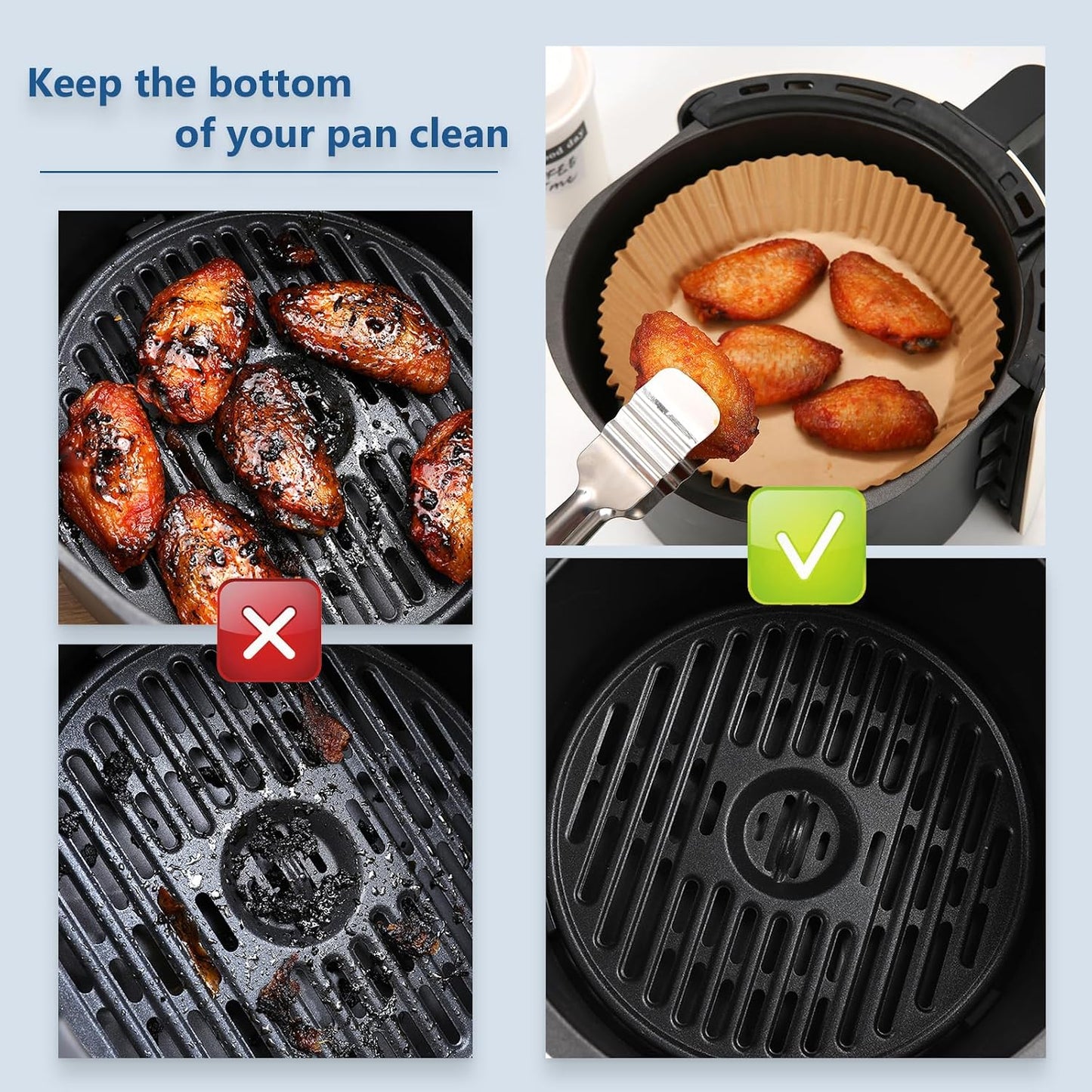2Pcs Air Fryer Silicone Liners Fit 3-5QT Air fryer, Reusable Food Grade Silicone Air fryer Liners Baking Tray Basket Accessories(Round, 6.5 Inch)