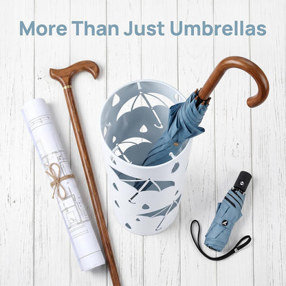 BEWBBAT Umbrella Stand Rack for Entryway, Freestanding Round Metal Umbrella Holder, Rain Collection Umbrella Organizer Bin for for Can Walking Stick, Home Office Decor, Hold 4-5 Umbrellas