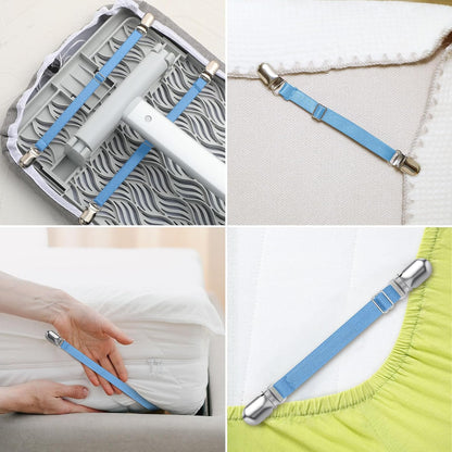 Boao 12 Pcs Bedsheet Strap Elastic Clip, White, 4-8 Inch Length