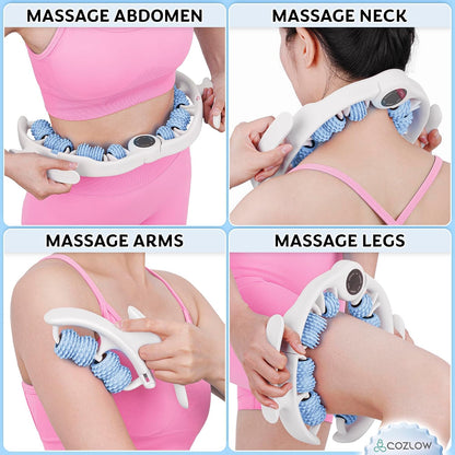 COZLOW Cellulite Massage Roller - Pink - Anti-Cellulite Massager with Detachable Roller Handles for Thighs, Legs & Buttocks - Fascia Massage Tool for Lymphatic Drainage & Deep Tissue Therapy