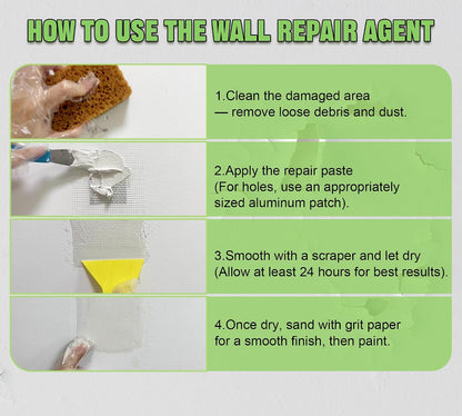Drywall Repair Kit, Spackle Paste with Patches & Tools for Wall Hole Fix | 10.6oz Wall mending agent for drywall, plaster, wood, stucco. Waterproof, crack-resistant, residue-free ＆ formaldehyde-free