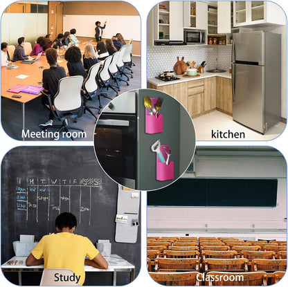 LUTER 2 Pcs Magnetic Pen Holder Pencil Holder Dry Erase Marker Holder Magnetic Pen Organizer Home School Office Supplies for Refrigerator Whiteboard Locker (White)