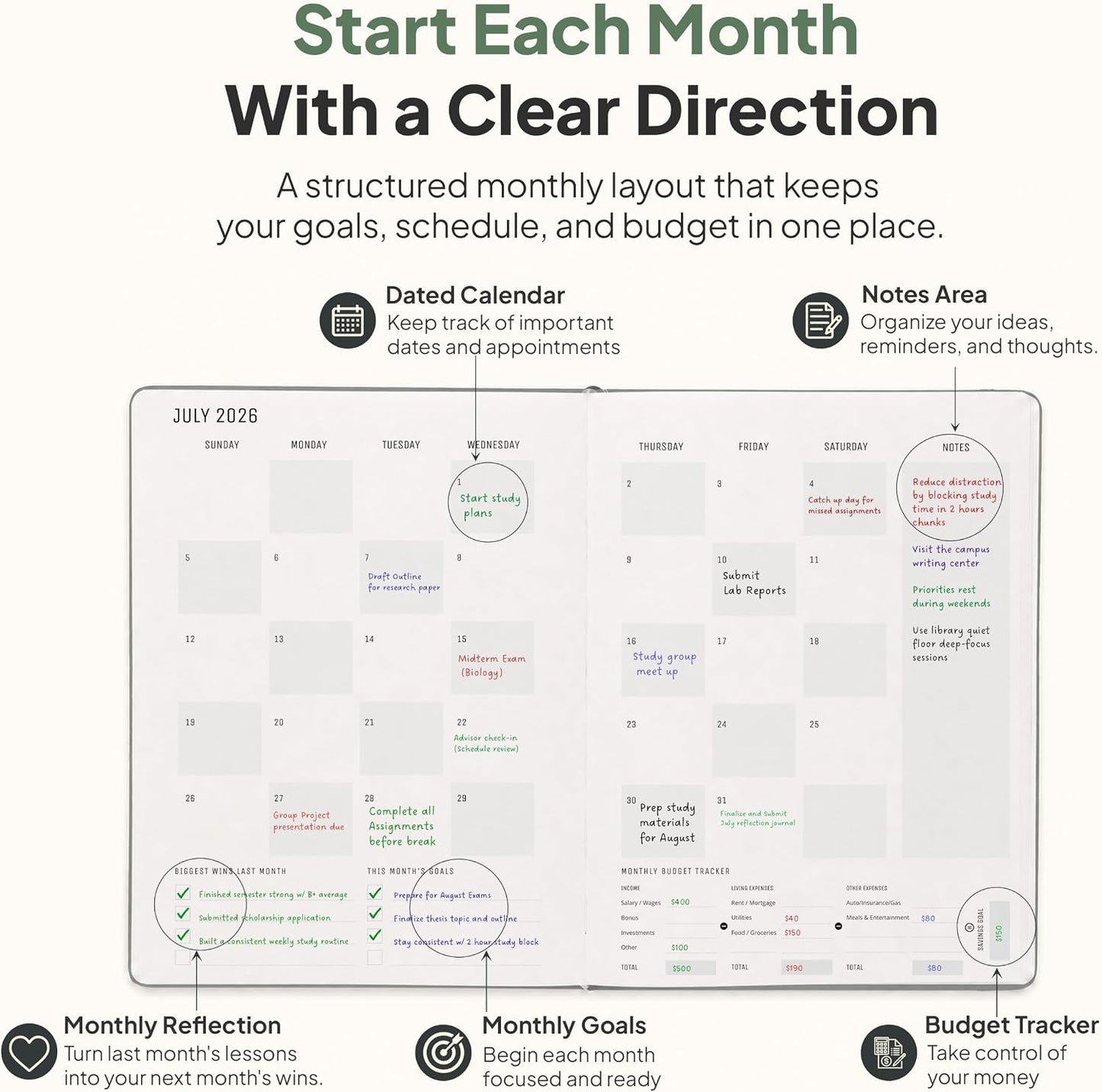 Dated, 2026 Planner, 5.8” x 8.3” - The #1 Productivity Planner to Achieve Your 2026 Goals - Planner 2026-2027 by PRODUCTIVITY STORE (A5, GREY)