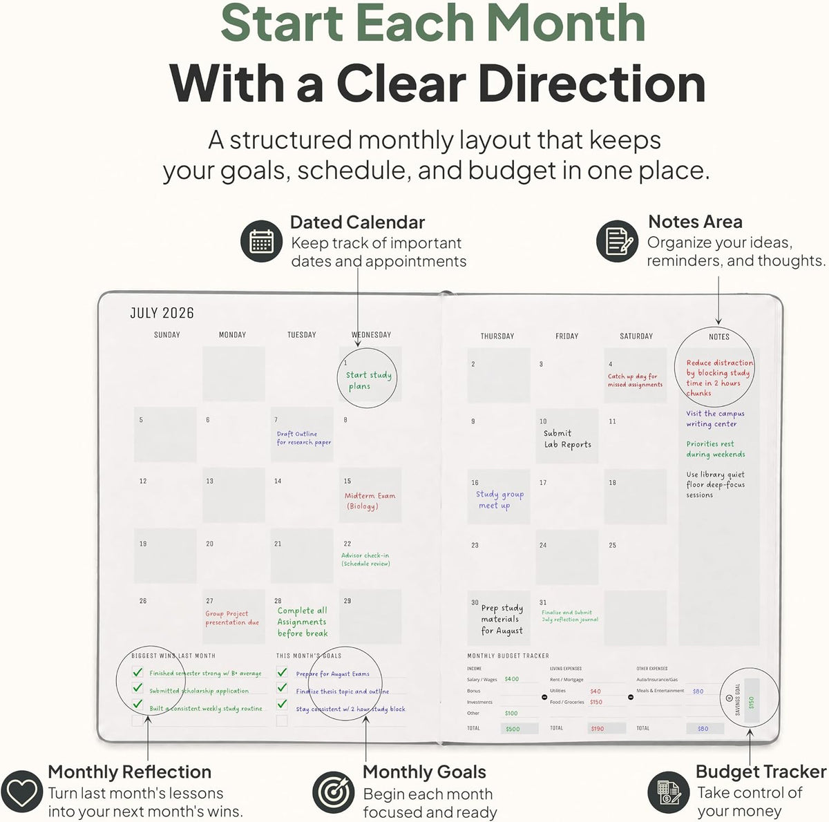 Dated, 2026 Planner, 5.8” x 8.3” - The #1 Productivity Planner to Achieve Your 2026 Goals - Planner 2026-2027 by PRODUCTIVITY STORE (A5, GREY)