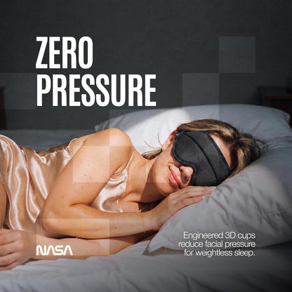 NASA Sleep Mask with LightBlock™ Barrier | Total Blackout | For Men & Women | Official NASA Design | Cooling Memory Foam | 3D Eye Cups | Includes Noise-Blocking Earbuds