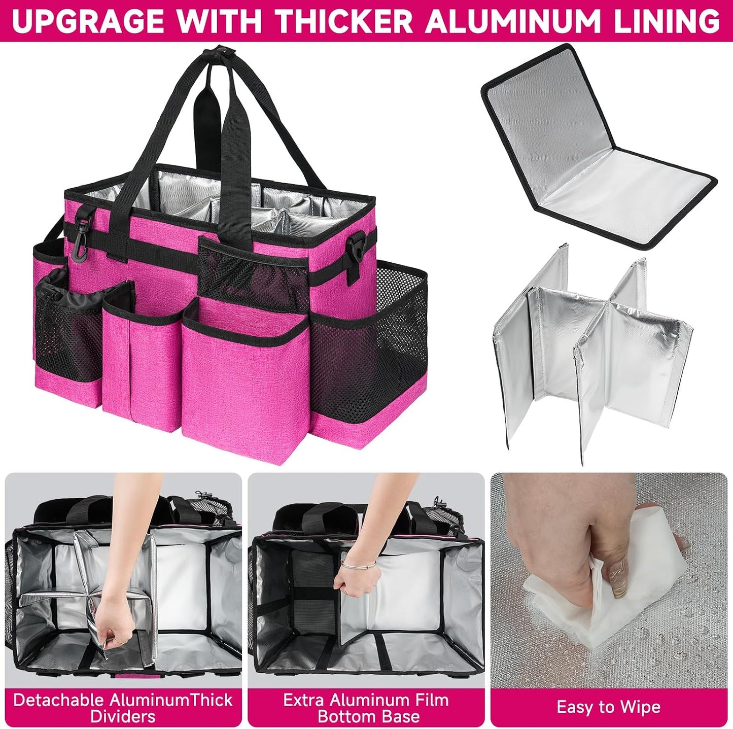 Cleaning Caddy Bag, Extra Large Cleaning Supply Bag for Housekeepers,Black | Sturdy Cleaning Caddy Organizer for Cleaning Supplies with Handle and Adjustable Shouder Strap, Easy to Clean Design