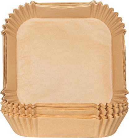 Restaurantware-Pastry Tek 8.1 x 5.5 x 1.8 Inch Air Fryer Liners, 100 Rectangle Air Fryer Baskets - No-Stick Silicone Coating, Unbleached, Food-Grade Paper Liners, For Steamer, Microwave, Oven